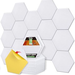 18 Pack Self-Adhesive Acoustic Panels Hexagon 12″x10″x0.4″ white-hexagon