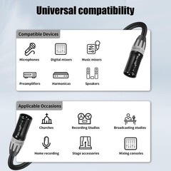 2 Pack 25 ft XLR Male to Male 3Pin Balanced Patch Cables 22 AWG OFC Mixers
