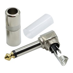 20 Audio 1/4 90 Degree Right Angle Plug 6.3mm TS Mono Male Solder Jack Connector