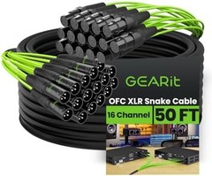 GEARit 16 Channel XLR Snake 50 ft, Balanced Multicore Audio Snake Cable with …