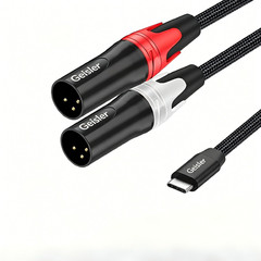 USB C to 2 XLR Male Copper Cable Nylon Braid Low Noise for Muscial Instrument