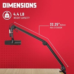 Gator Frameworks Desktop Microphone Stand with 360 Degree Rotation and XLR Cable