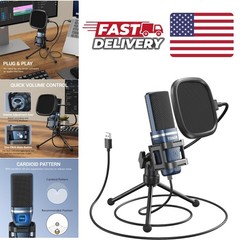 Red USB Microphone with Cardioid Pattern for Clear Vocal Recording and Streaming