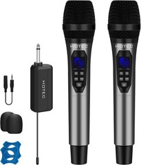 UHF Dual Wireless Microphones, Cordless Dynamic Handheld Mics with Echo & Vol…