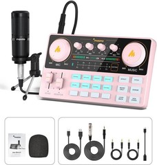 Maono AM200-S1 MaonoCaster Sound Card Microphone Kit For PC Phone Streaming pink