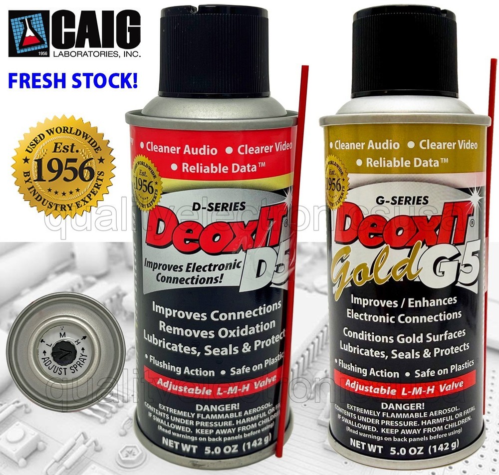 2 PK DeoxIT D5S-6 + G5S-6, LMH Spray Valve,5% Solution,5oz FRESH STOCK CAIG LABS
