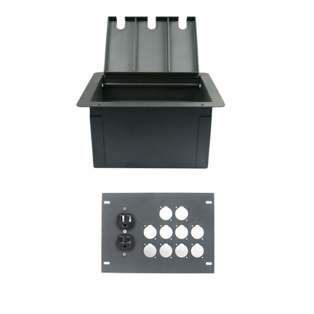 Audio Floor Box With 10 D Holes & Duplex AC Outlet by Elite Core
