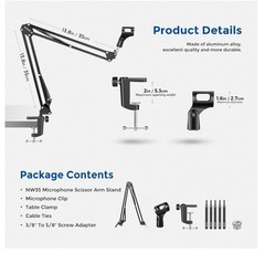 Neewer NW-35A Microphone Boom Arm Suspension Scissor Stand Desk Mount NEW Sealed