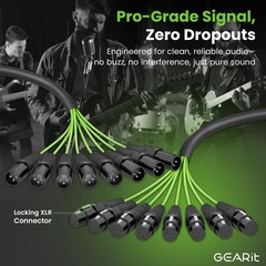 8-Channel XLR Snake Cable (10 ft) – 100% Oxygen-Free Copper Snake Wire, Chann…