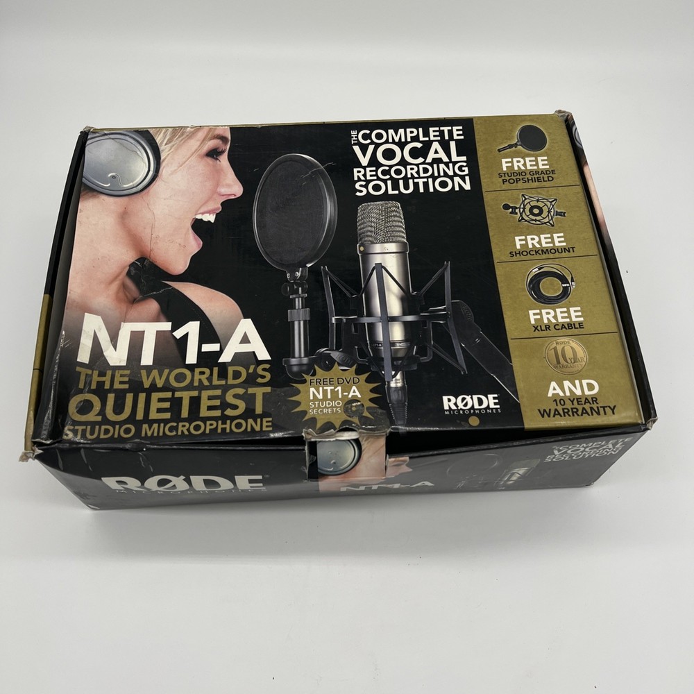 Rode NT1-A Condenser Microphone w/ Shock Mount and Pop Filter Wind Shield TESTED