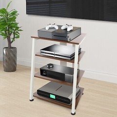 4-Tier AV Media Stereo Stand Console With Storage Shelves Holder Load 110.23lbs