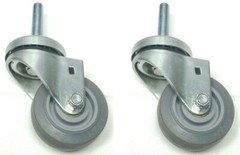 Two (2) 3″ x 1 1/4″ Threaded Stem Swivel Caster – Rubber Tread Wheel 75 lbs Cap.