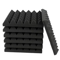 12 In. X 12 In. X 3 In. Black Pyramid-Shaped Foam Acoustic Panels, 12-Pack