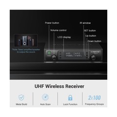 Phenyx Pro Wireless Microphone System, Dual Wireless Mics,w/ 2 Handhelds, Aut…