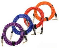 Color Guitar/Instrument Cable 20ft Straight to Right Angle 1/4″ – Great Quality!