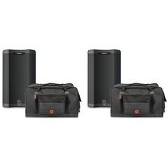 Harbinger VARI V3412 12″ Powered Speakers Package wAvenue II Road Runner Bags