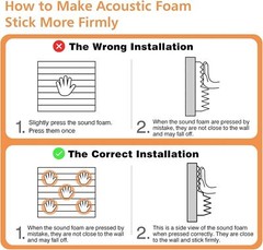 Acoustic Foam Panels, Self-Adhesive 1″ X 12″ X 12″ Sound Proof Foam Panels