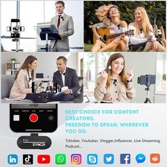 SYNCO P1X Wireless Lavalier Microphone Lightning&Type-C for YouTube Tiktok Vlog