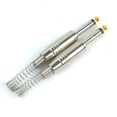 2x Straight Male Mono Phone Plug Guitar Cable Audio Connector Jack 1/4“ Spring