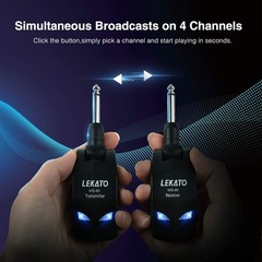 LEKATO Wireless Guitar System 2.4GHz Audio Guitar Transmitter Receiver with 4…