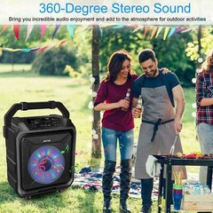 18″ 25W Portable Wireless Karaoke Speaker Subwoofer LED Lights Party Speaker