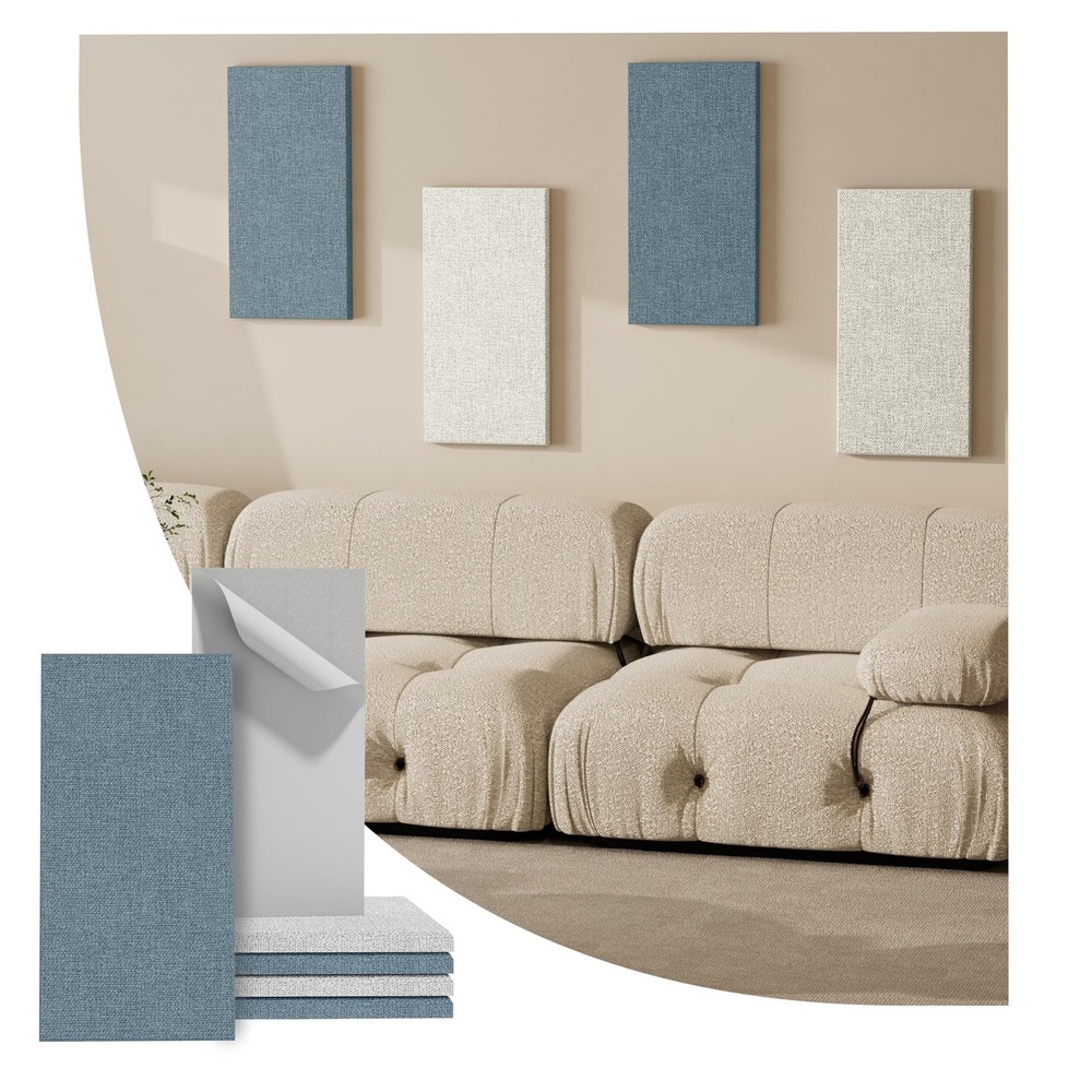 4PCS Acoustic Panels, 24″x12″ Fabric Acoustic Panels for Walls, Self-Adhesive…