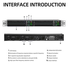 MIZISNR Stereo Graphic Equalizer 15Band EQ for Home Audio System, Rack Mount …