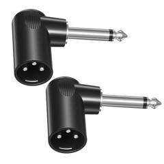 Right Angle Adapter XLR Male to 1/4 TS Female 90 Degree Plug 2 Pack Adjustable