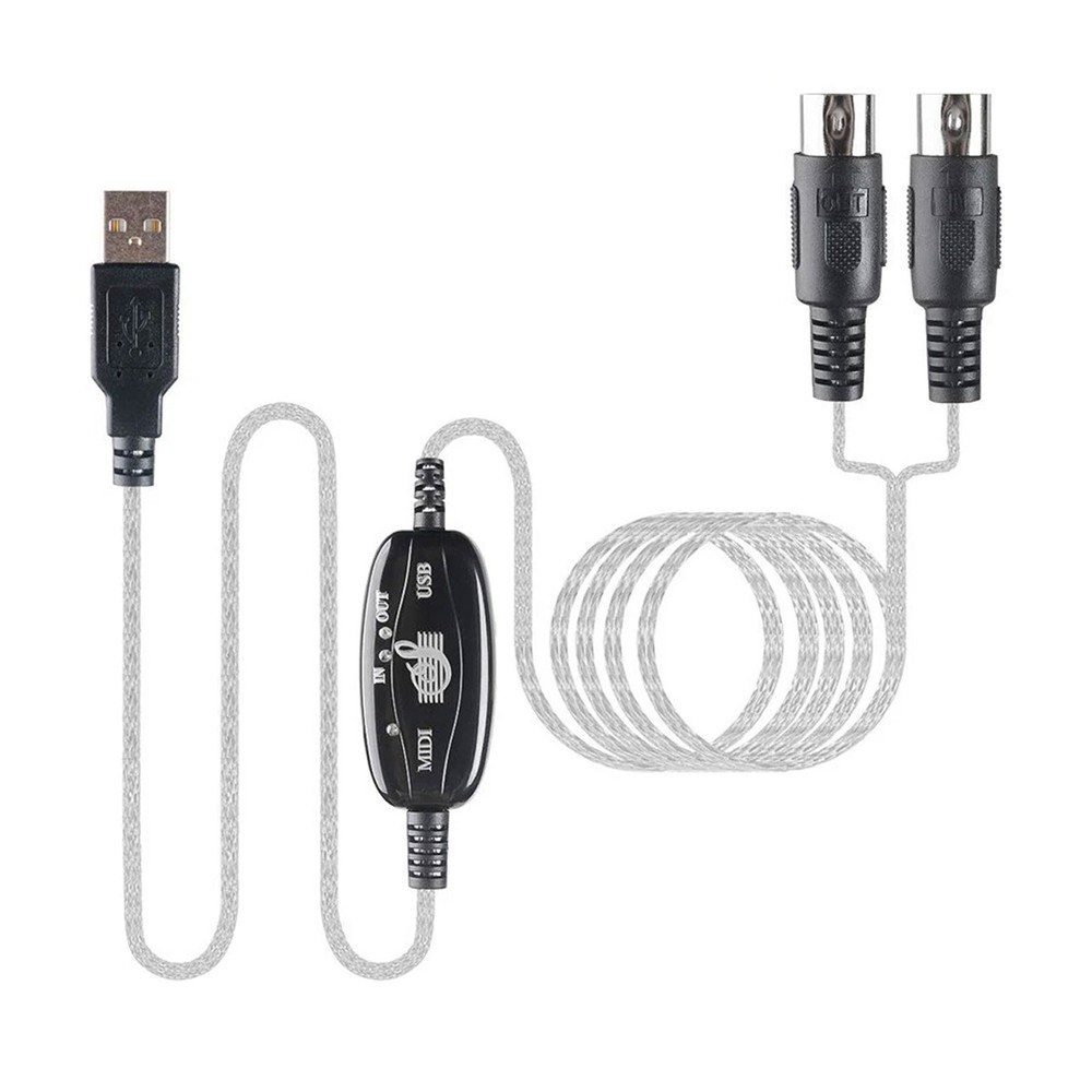USB IN-OUT MIDI Interface Cable Converter to PC Music Keyboard Adapter Cord5Kko