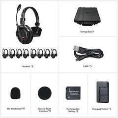 US SYNCO Xtalk X9 350m/1148ft Wireless Intercom Headset System 2.4g Full Duplex