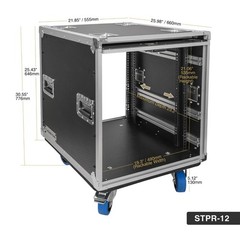 Sound Town 12U Rack Road Case with Slam Door and Adjustable Rack Depth (STPR-12)