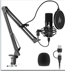 USB Microphone 192KHZ/24Bit Plug & Play PC Computer Podcast Condenser Metal Kit