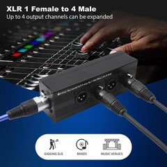 1-IN-4-OUT XLR Audio Splitter Box ; XLR 1 Female to 4 Male Balanced Converter…