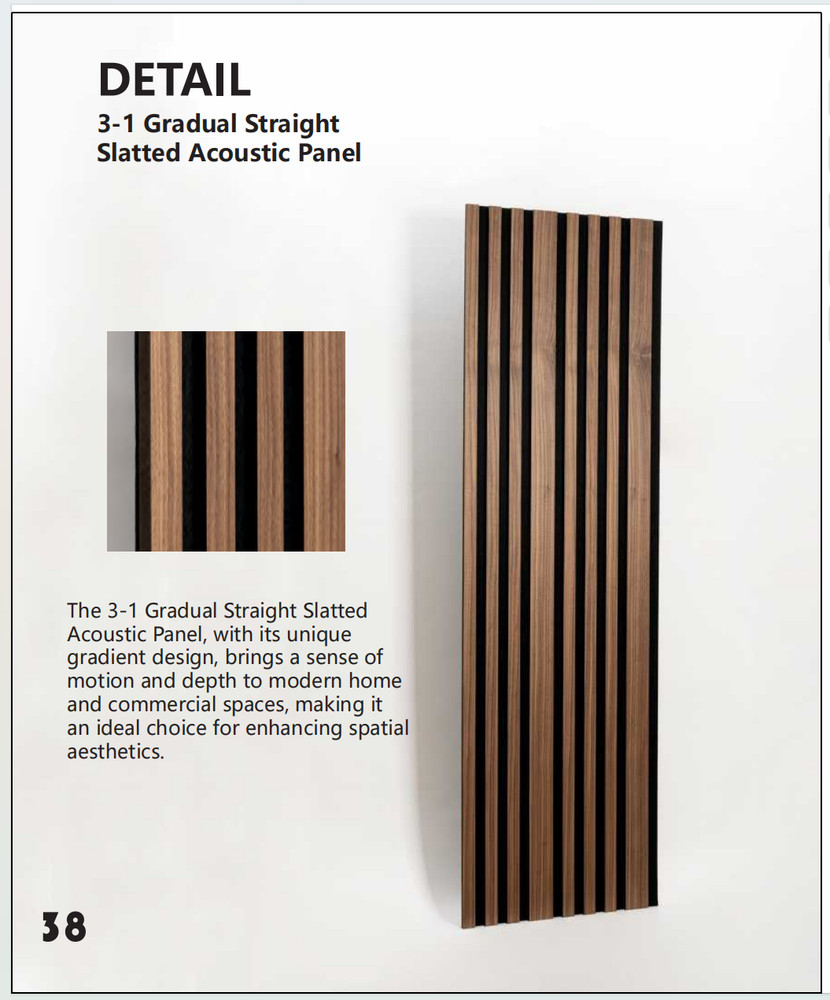 Acoustic Slatted Wood Panel 2Pcs Per Pack ( 3-1 Gradual Straight)