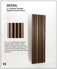 Acoustic Slatted Wood Panel 2Pcs Per Pack ( 3-1 Gradual Straight)