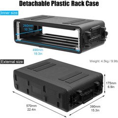 Rack Case 2U pace SHALLOW 11 Inch Deep, Amplifier PA DJ Mixer 19″ wide w Screws