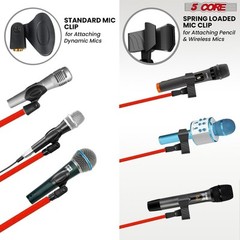 5 Core Microphone Stand Pair Floor Height Adjustable w Telescoping Boom Arm