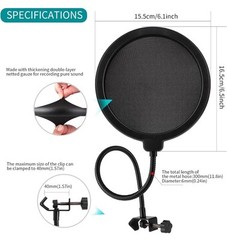 Professional Microphone Filter / Pop Shield – 360° Flexible & Duel Layered NEW