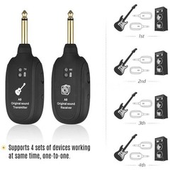 UHF Guitar Wireless System Transmitter+Receiver Built In Rechargeable Battery