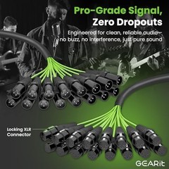 GEARit 16 Channel XLR Snake 50 ft, Balanced Multicore Audio Snake Cable with …
