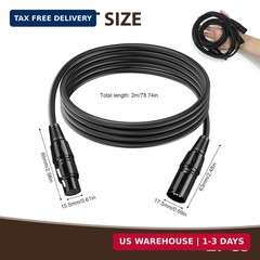 2 Pack XLR to XLR Microphone Cable 6.5FT, Balanced 3-PIN Male to Female Audio Co