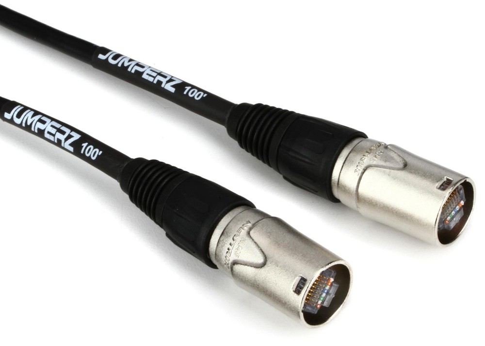 JUMPERZ Blue Line Shielded Cat 5e Cable with etherCON Connectors – 100 foot