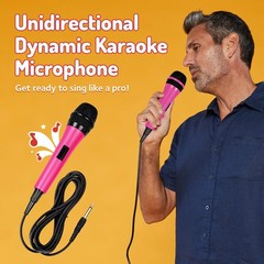 Singing Machine Wired Microphone for Karaoke, Pink Unidirectional Dynamic Vo…