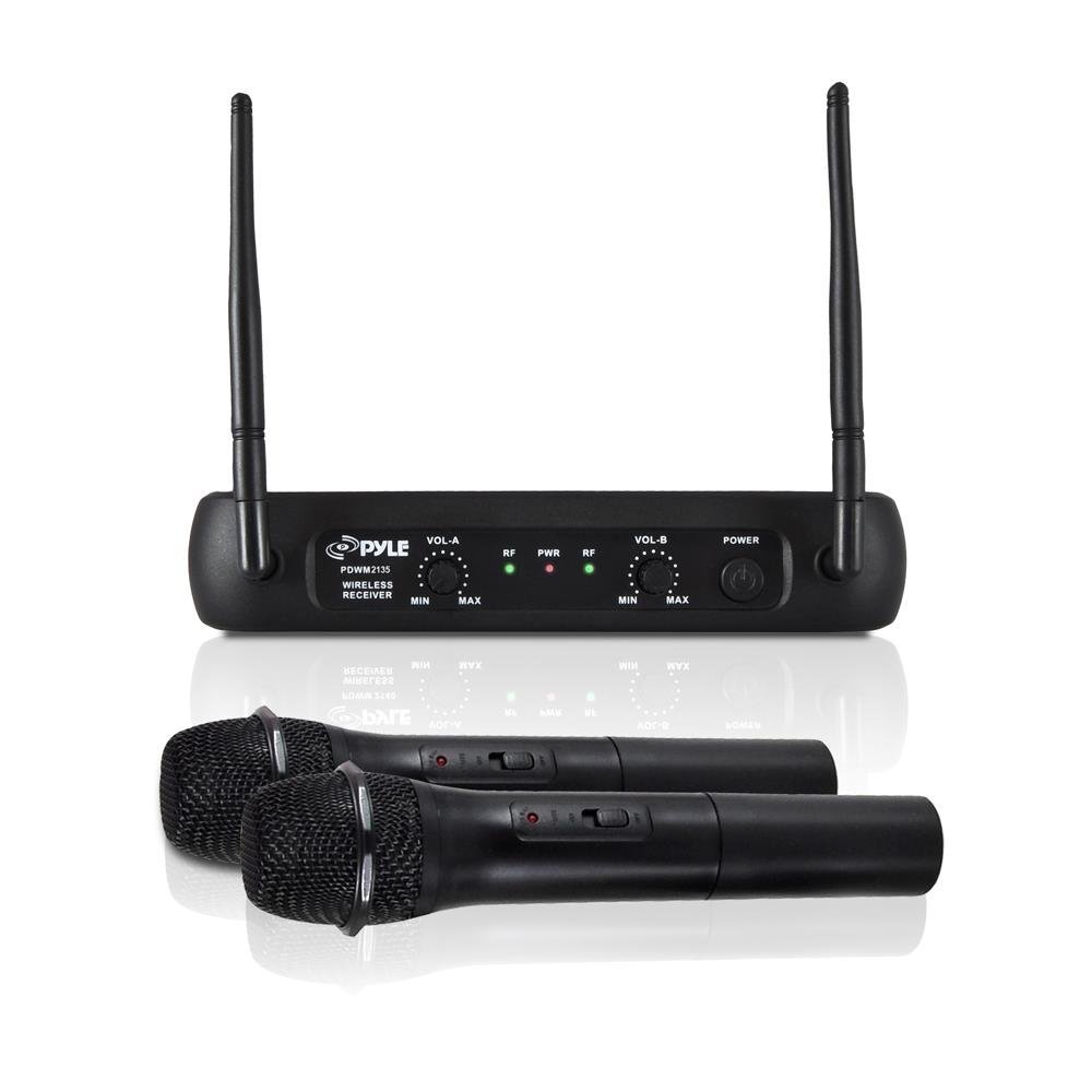 2 Channel Wireless Mic System Receiver Microphone Equipment Host Event DJ PA