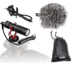 Movo VXR10 Universal Video Microphone with Shock Mount, Deadcat Windscreen, Case