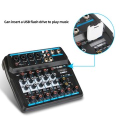 6 Channel Live Studio Audio Mixer Sound Board Mixing Console Home USB Bluetooth