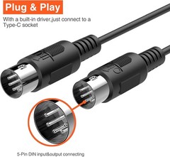 MIDI to Type-C Cable – Fast Data Transmission, LED Indicator