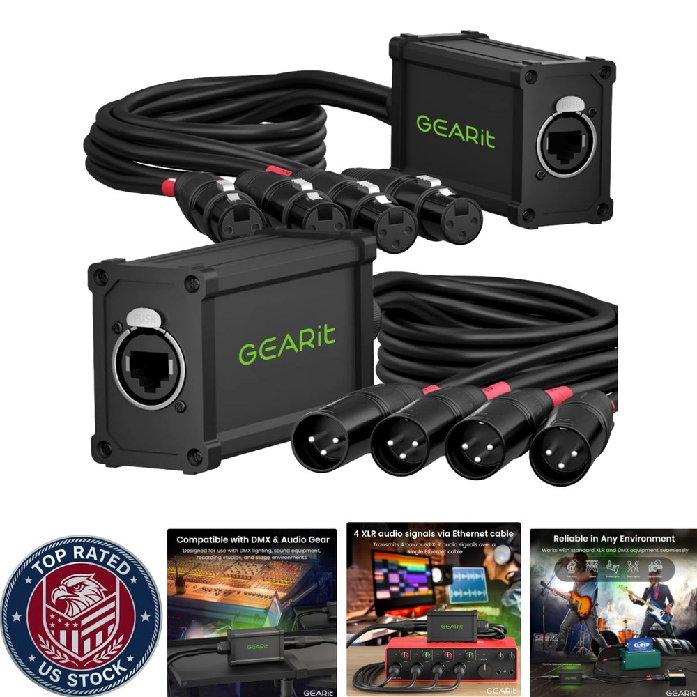 4-Channel XLR to RJ45 Ethernet Extender Cable – Live Sound & Lighting Solution