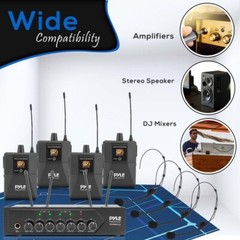 Pyle Pro PDWM4122 UHF Wireless System with 4 Bodypacks, 4 Headset Mics & Receive