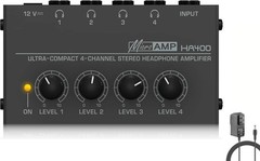 HSCLPM Headphone Amplifier, HA400 4-Channel Metal compact size, Classic Black